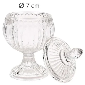 bonbonnière ronde en verre sur pied