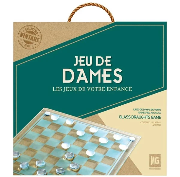 boite du jeu de dame en verre