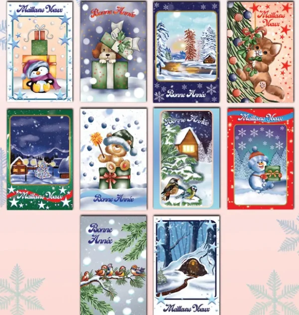 assortiment cartes mignonnettes Noël et Bonne Année