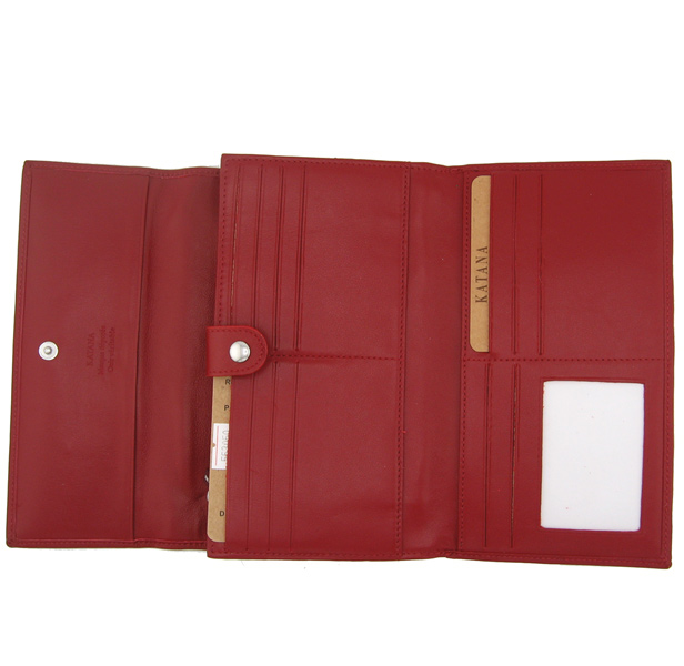 compagnon 553050 en cuir rouge ouvert