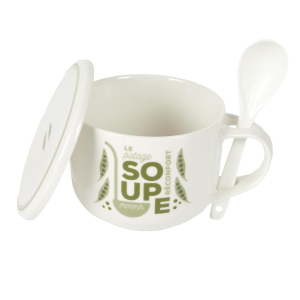 Bol à Soupe En émail Vintage Avec Couvercle - Récipient Rétro Pour Cuisine - 22x22x16 Cm - Stockage Alimentaire