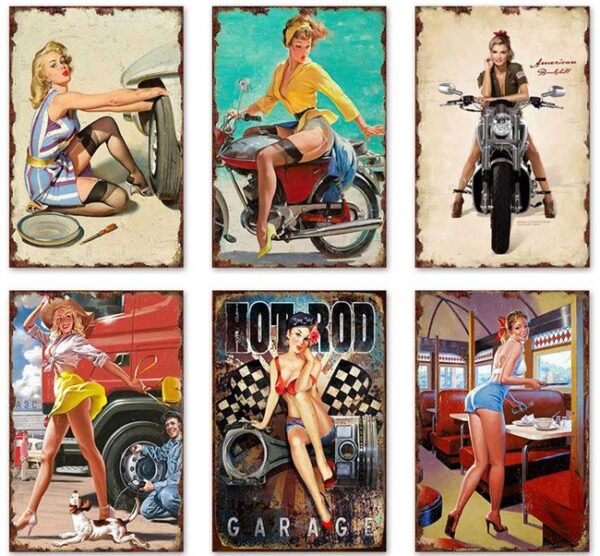 Plaque métal pin-up vintage assortiment