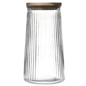 bocal en verre avec bouchon en acacia