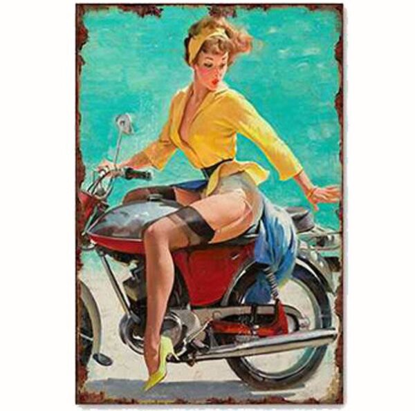 Plaque métal pin-up vintage