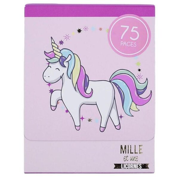 bloc notes girly décor licorne