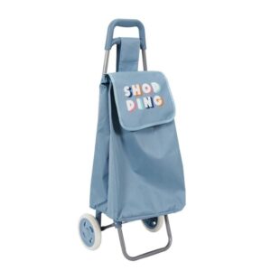 chariot de shopping bleu 2 roues