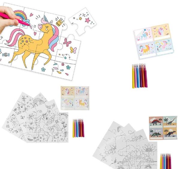 puzzle à colorier avec 6 feutres