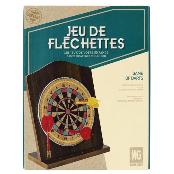 boite du jeu de fléchettes en bois
