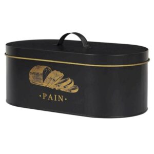 boite à pain en métal noir et doré
