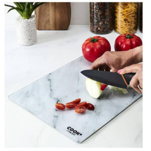 Planche à découper en verre façon marbre