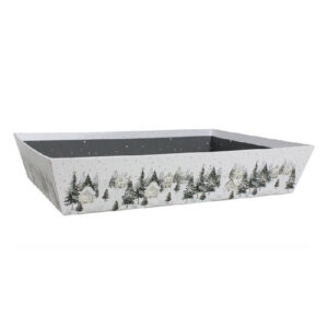 corbeille en carton village enneigé 36 x 27 cm