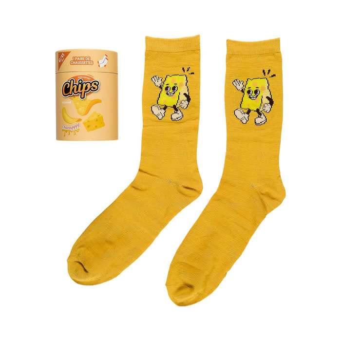 chaussettes chips jaunes
