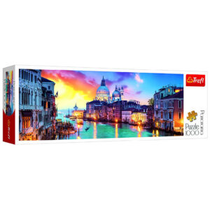 puzzle panoramique représentant Venise au soleil couchant. 1000 pièces